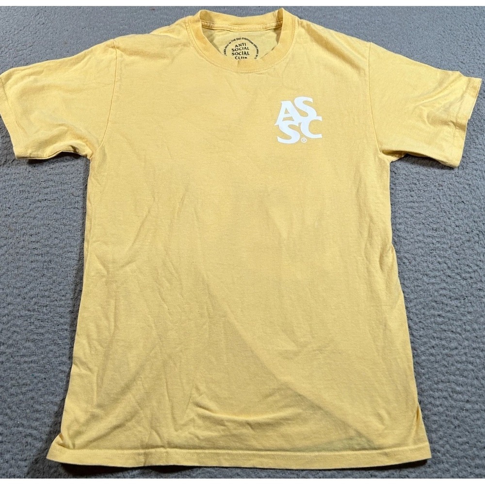 Anti‎ Social Social Club T Shirt Mens Small Yellow Graphic Print Logo Streetwear